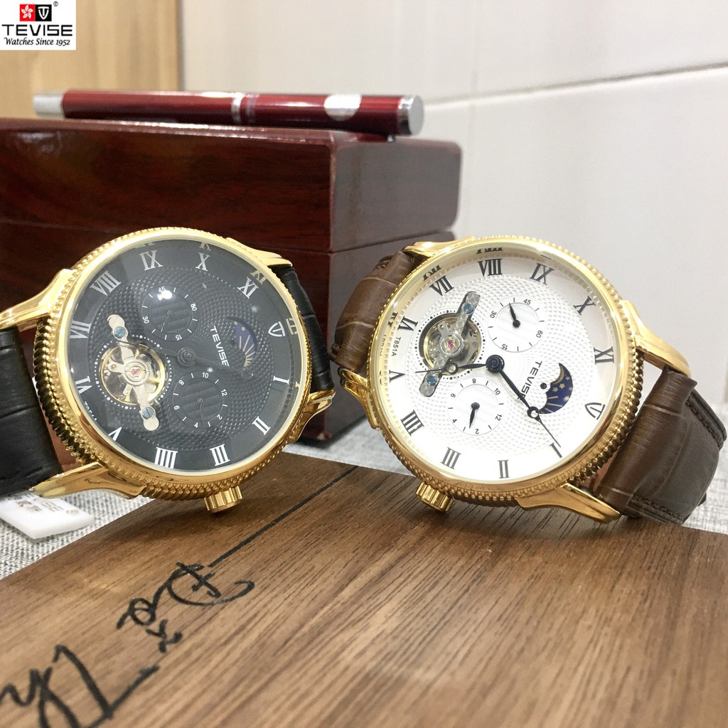 Đồng hồ cơ nam TEVISE T851A chính hãng, cơ tự động, kính saphire nguyên khối, có lịch nhật nguyệt | BigBuy360 - bigbuy360.vn