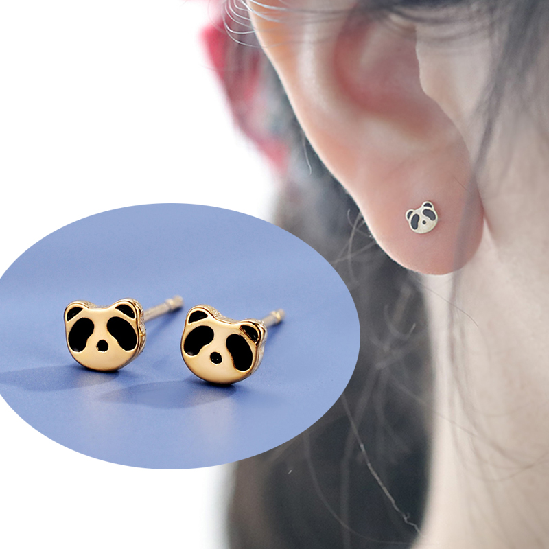 Bông Tai Gấu Trúc Cute Gold Panda Earrings Stud Lovely Fashion Women Girl Animal Earring Birthday Gift Jewelry