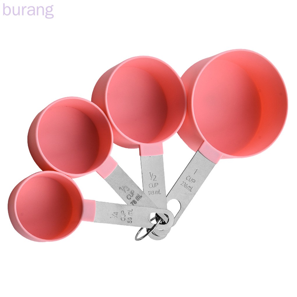 Bộ 4 cái cốc đo và 4 cái muỗng đo bằng thép không gỉ
