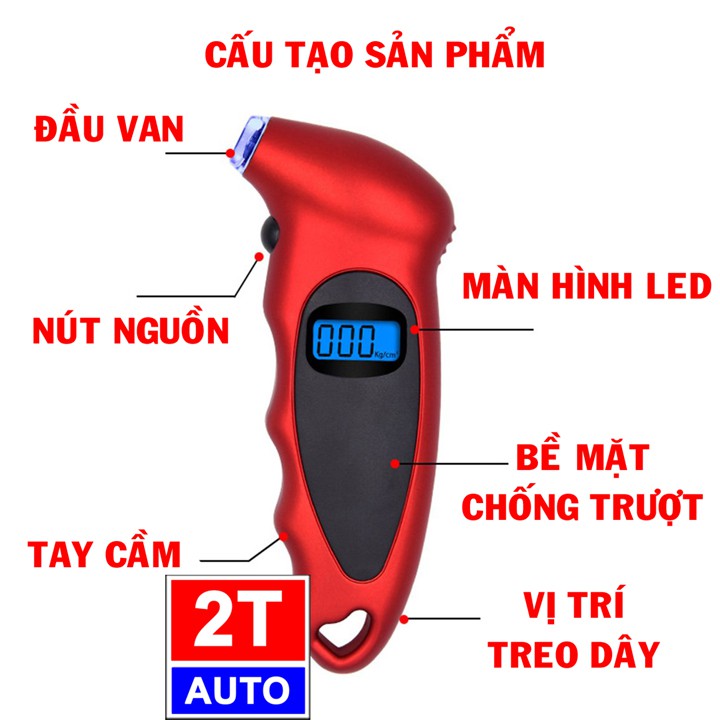 Thiết bị đo kiểm tra áp suất lốp điện tử, kiểm tra độ căng bơm lốp ô tô xe hơi xe máy:   SKU:251