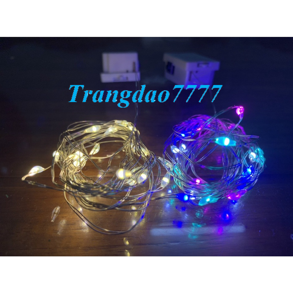Kèm Sẵn Pin AG13-Chỉnh 3 Kiểu Đèn- Đèn Led Đom Đóm Fairy Light Trang Trí Decor Quấn Cây Sân Vườn Noel Lễ Tết