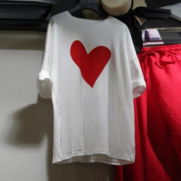 [ Giá Tốt ] Áo phông in hinh TRÁI TIM ĐỎ ⚡𝐅𝐑𝐄𝐄𝐒𝐇𝐈𝐏 ⚡Áo phông cotton chất đẹp mát, áo unisex, áo phông trắng đen