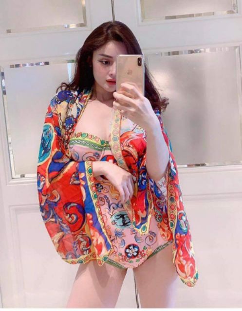 Bikini liền thân thổ cẩm( kèm khăn)