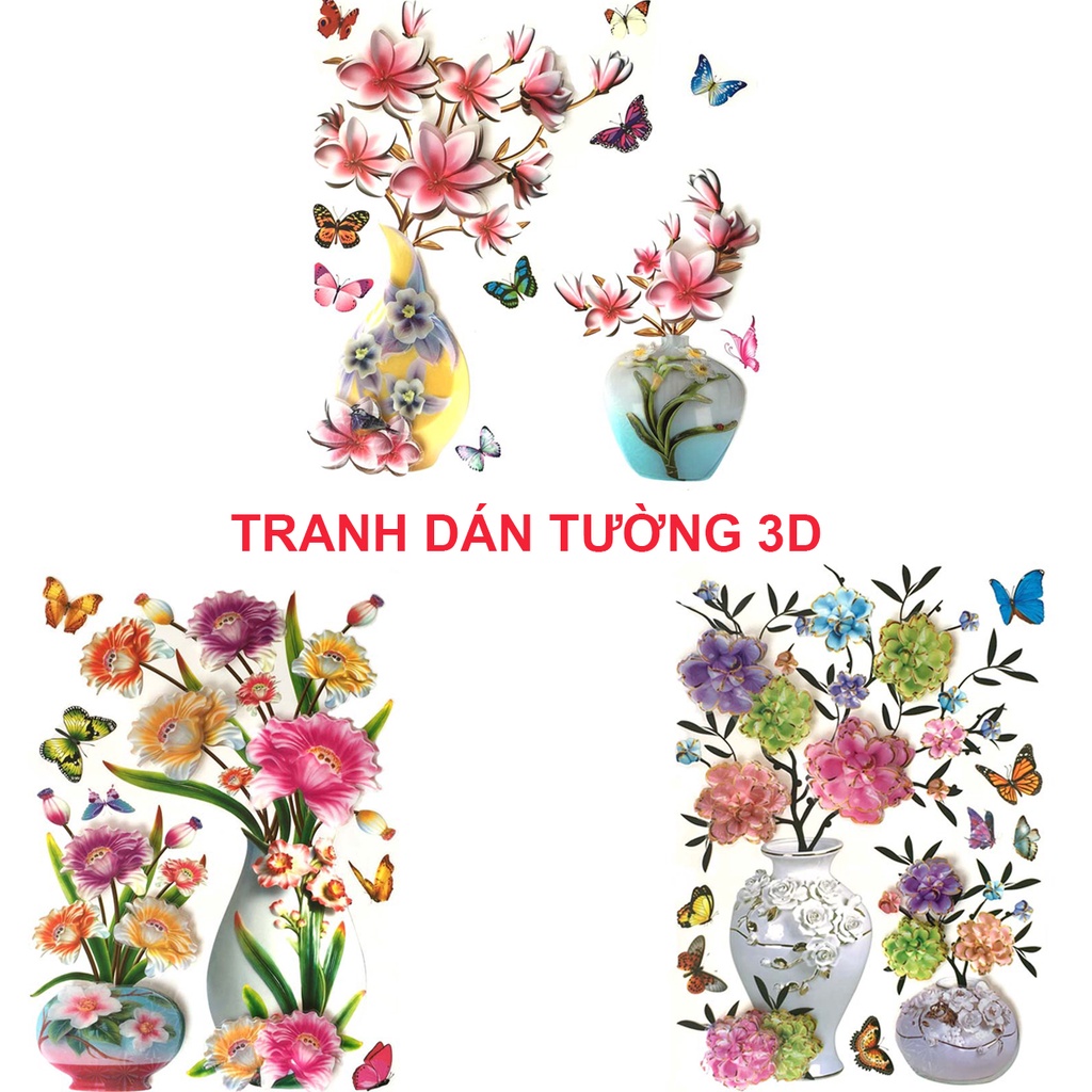 Tranh hoa 3D dán tường, decor nhà cửa, đẹp như tranh vẽ TR097