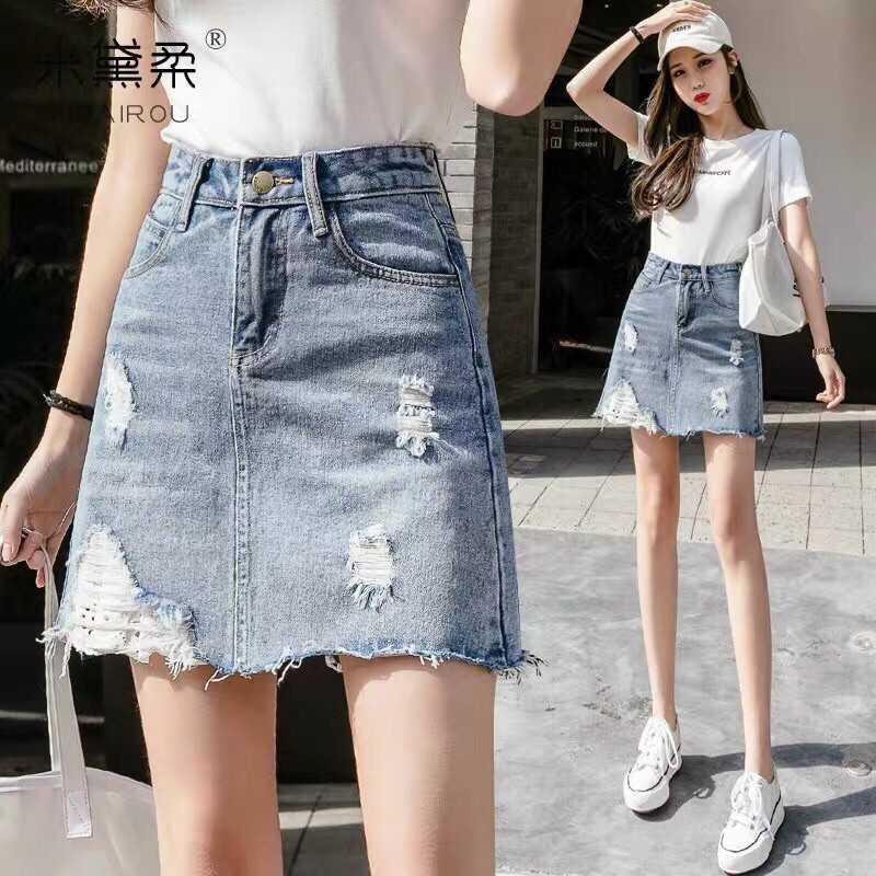 Váy quần jean rách giãn tốt bigsize 32-36