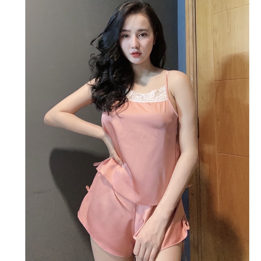 Đồ ngủ sexy / Set bộ 2 dây phối ren kèm quần xẻ đùi, chất liệu SATIN cao cấp loại 1, mềm mịn mát, freesize dưới 60kg Sex | BigBuy360 - bigbuy360.vn