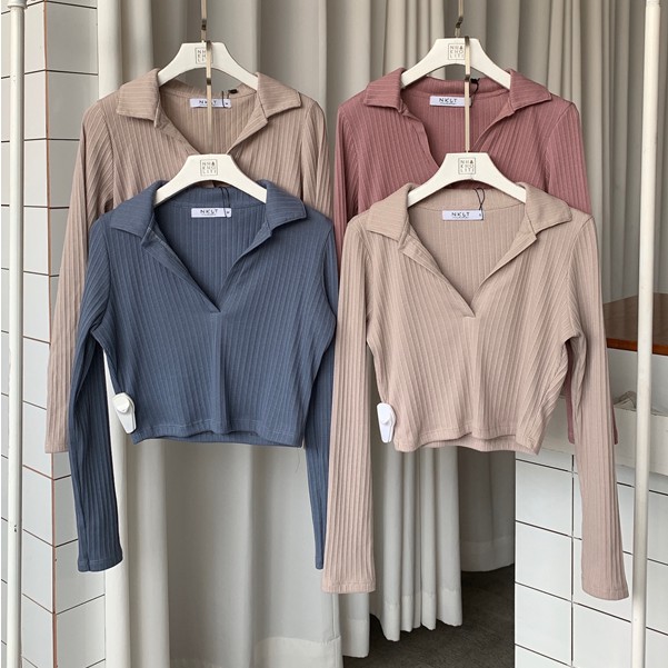 Áo polo croptop vải cotton 4 chiều tay dài TK - ATTK025 | BigBuy360 - bigbuy360.vn