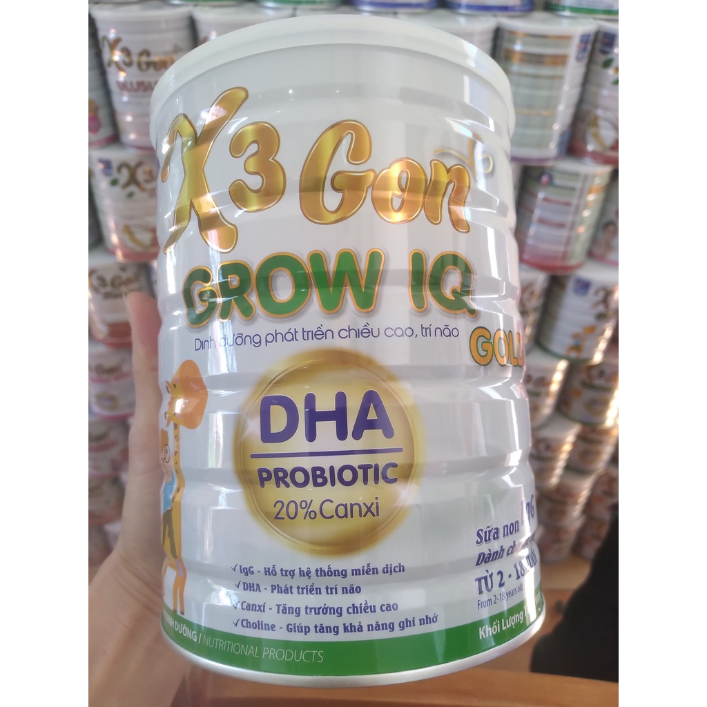 SỮA X3 GON GROW IQ 900G PHÁT TRIỂN CHIỀU CAO VÀ TRÍ NÃO CHO TRẺ