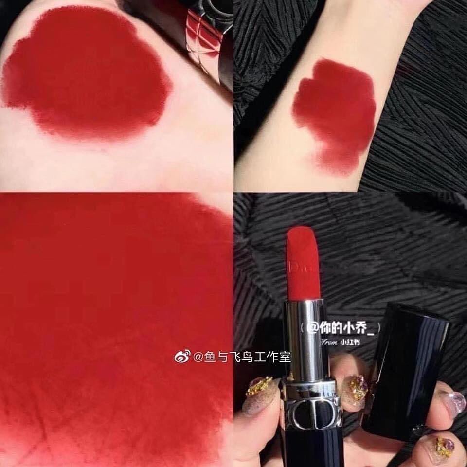 Son môi Dior Rouge 999 Matte mini màu đỏ tươi chính hãng, son mini size 1,5g