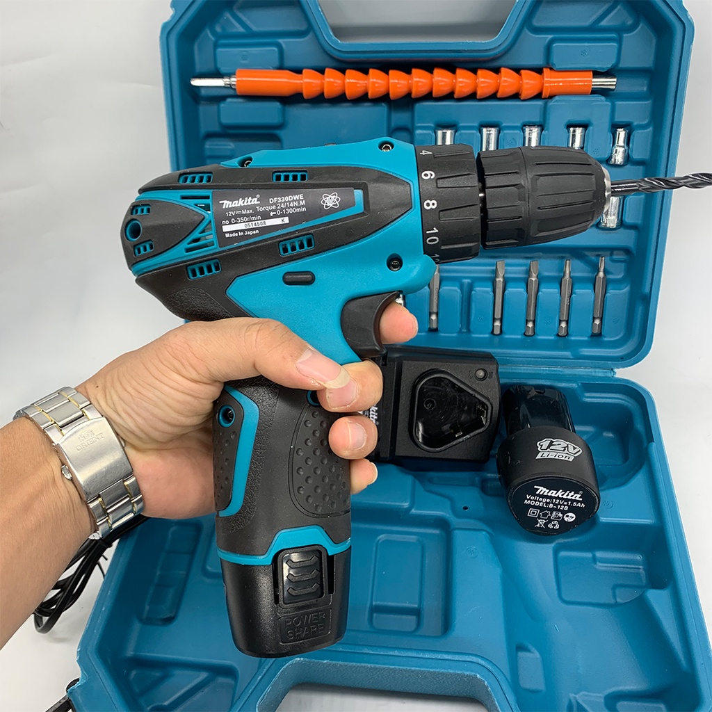 [Tặng Bộ Phụ Kiện 24] Khoan pin Makita 12v - Khoan gỗ, kim loại, bắt vít,...Cờ Lê Tác Động 520Nm 18V 1/2