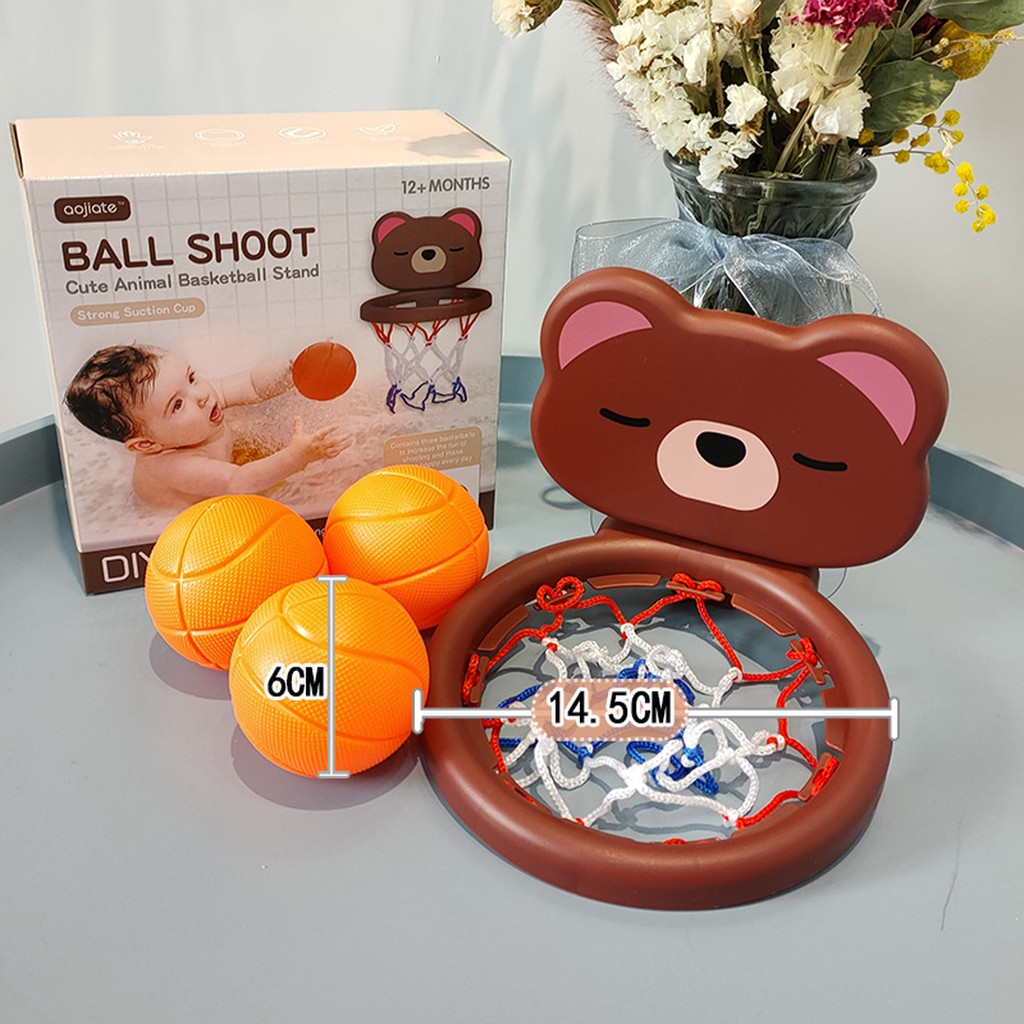 Bộ đồ chơi bóng rổ hình thú hít tường ngộ nghĩnh cho bé