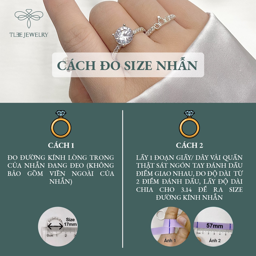 Nhẫn bạc nữ TLEE trụ đá bốn chấu ổ đá 8li sang trọng NCJ A0115