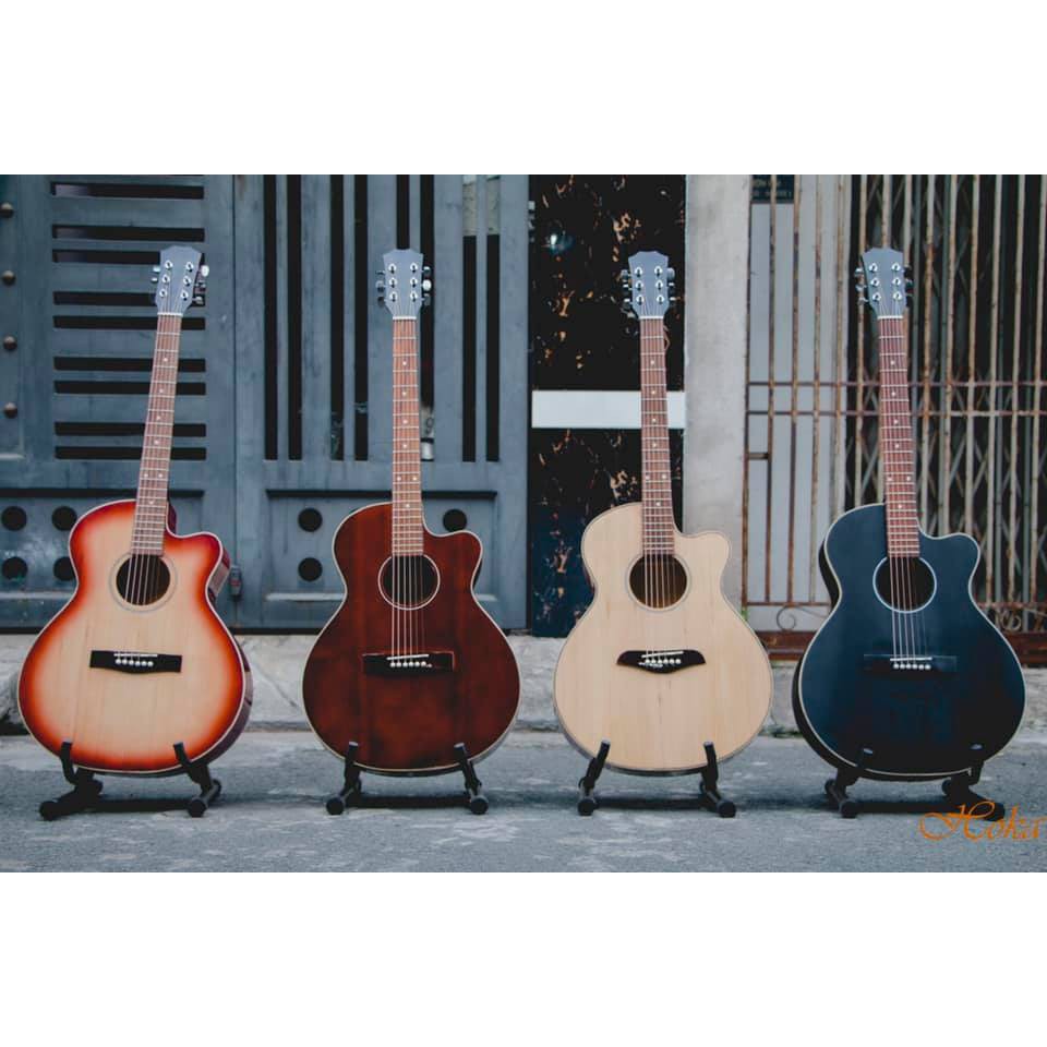 Nhiều màu  Đàn Guitar Acoustic gỗ ép | có ty chỉnh cong cần | BH 12 tháng