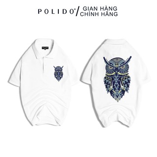 Áo Polo in hình The Owl POLIDO vải Cotton co giãn, không bong tróc, thấm hút mồ hôi