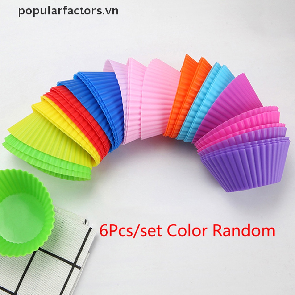 Set 6 Khuôn Silicon Làm Bánh Muffin Hình Tròn Cho Nhà Bếp