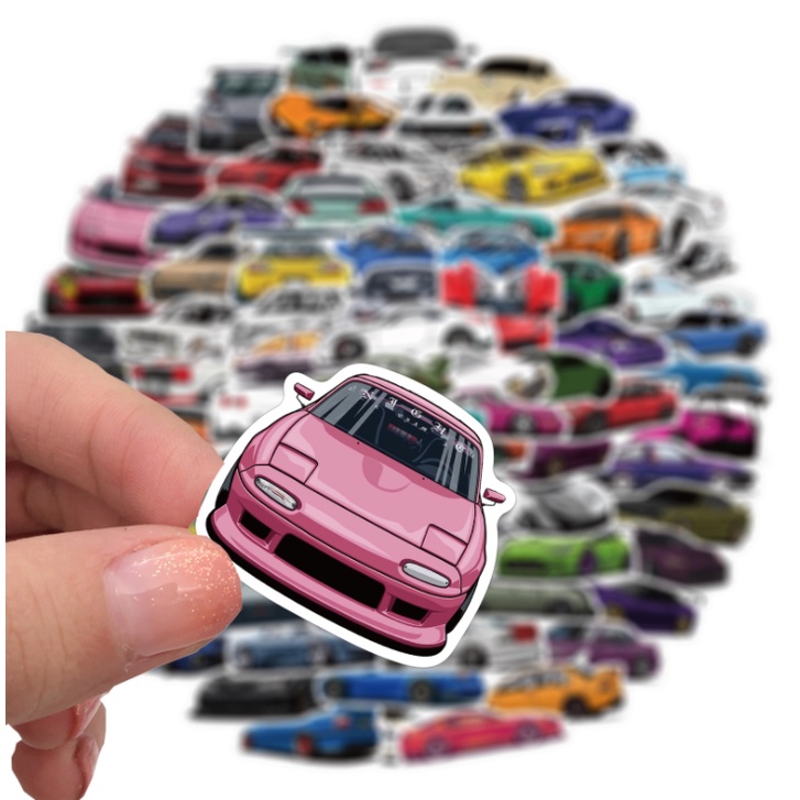 Sticker XE JDM NHẬT BẢN nhựa PVC không thấm nước, dán nón bảo hiểm, laptop, điện thoại, Vali, xe