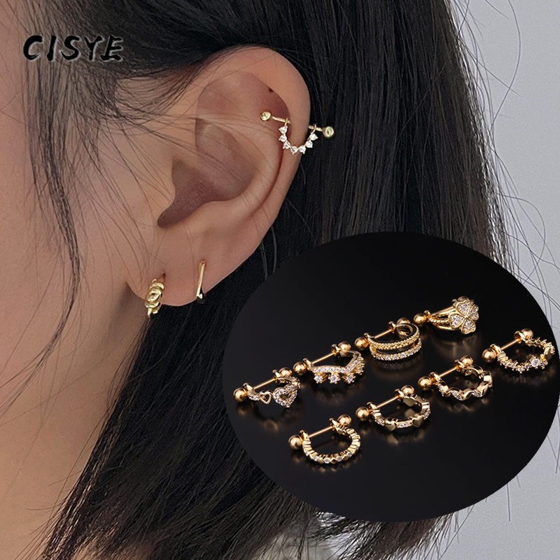 Khuyên tai đính đá Zircon đơn giản thời trang phong cách Hàn Quốc