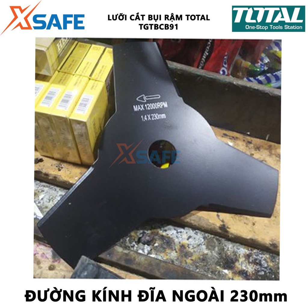 Lưỡi cắt bụi rậm TOTAL TGTBCB91 cắt cỏ đường kính lưỡi 230mm (9&quot;), gồm 3 lưỡi cắt - Chính hãng [XSAFE]