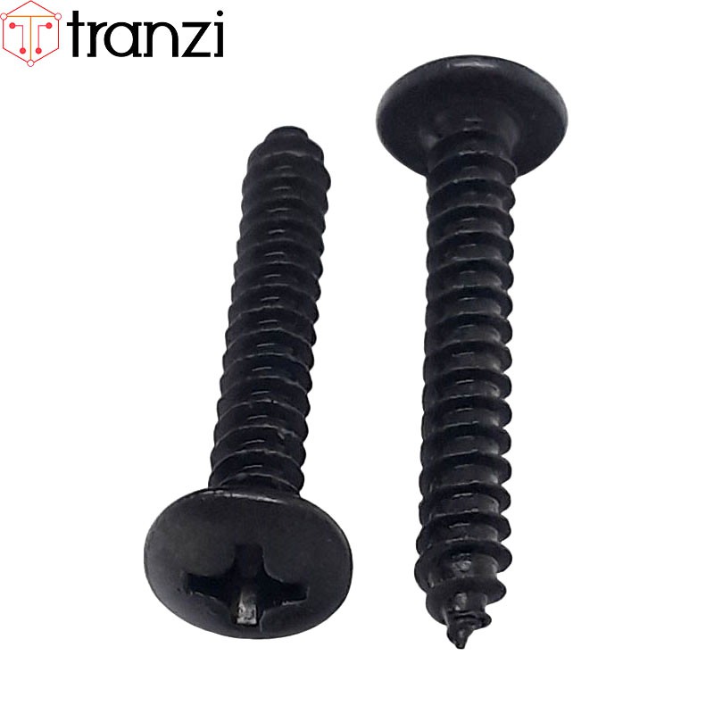 Vít bake đầu dù đuôi nhọn ren thô mạ đen M3x20 - túi 50 cái