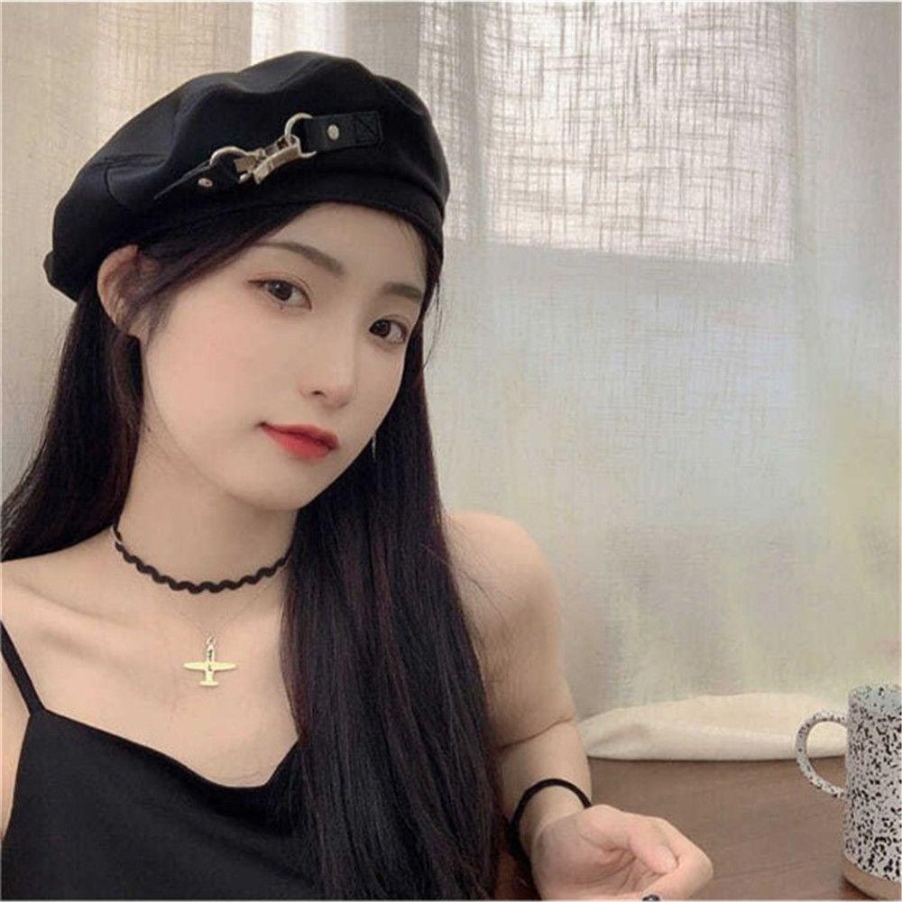 PINEVN Mũ Nồi Kiểu Họa Sĩ Pháp Phối Vòng Kim Loại Đôi Cá Tính Dễ Thương