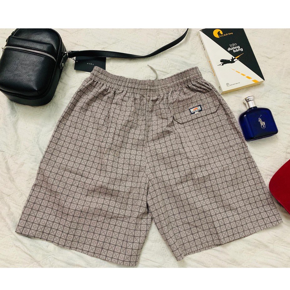 Quần Short Kaki Nam Kẻ Caro - Quần Ngố Kaki Nam Lưng Thun Thời Trang Chất Vải Kaki Mềm Mịn - Hàng nhập khẩu