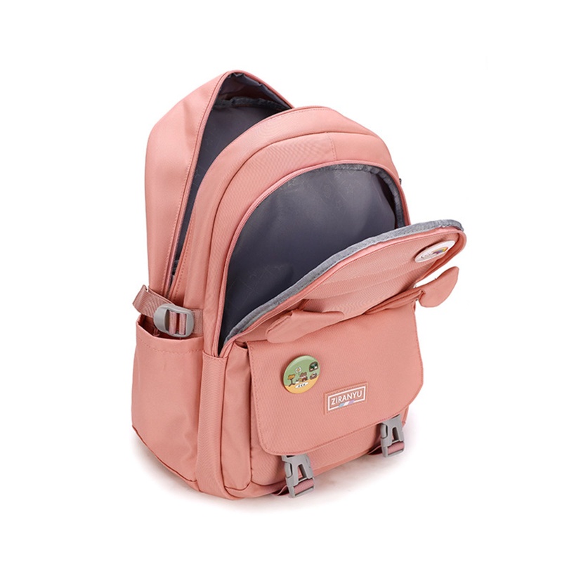Ba Lô Đi Học Cỡ Lớn Bằng Nylon Đính Tai Thỏ Dễ Thương Cho Học Sinh