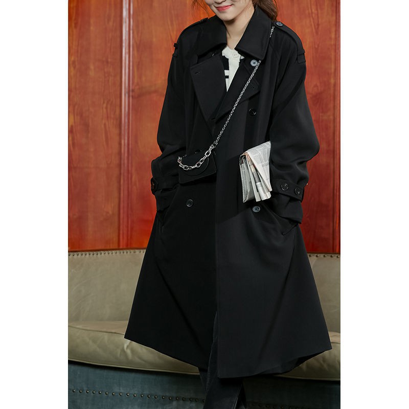 Áo gió Morjin dành cho phụ nữ mỏng phổ biến kiểu Anh thắt lưng có thể tháo rời khoác dài giữa Hàn Quốc