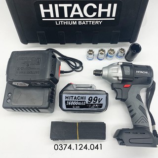 Máy siết bulong Hitachi 99V 2 Pin 15000 mAh - Tặng 1 đầu siết bulong - 1 đầu chuyển vít - hàng loại 1