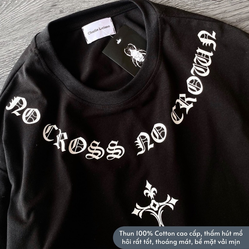 Áo Thun Tay Lỡ MIKENKO No Cross No Crown áo thun cotton nam nữ unisex | BigBuy360 - bigbuy360.vn