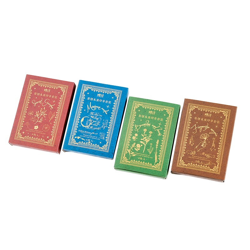 Set 6 Con Dấu Bằng Gỗ Phong Cách Cổ Điển Dùng Trang Trí Sổ Tay