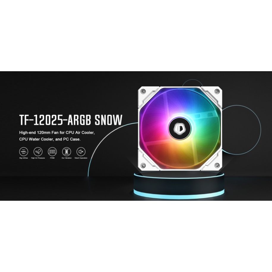 Quạt tản nhiệt ID-Cooling TF-12025-ARGB, ID-Cooling TF-12025 ARGB SNOW, Led 5v đồng bộ mainboard