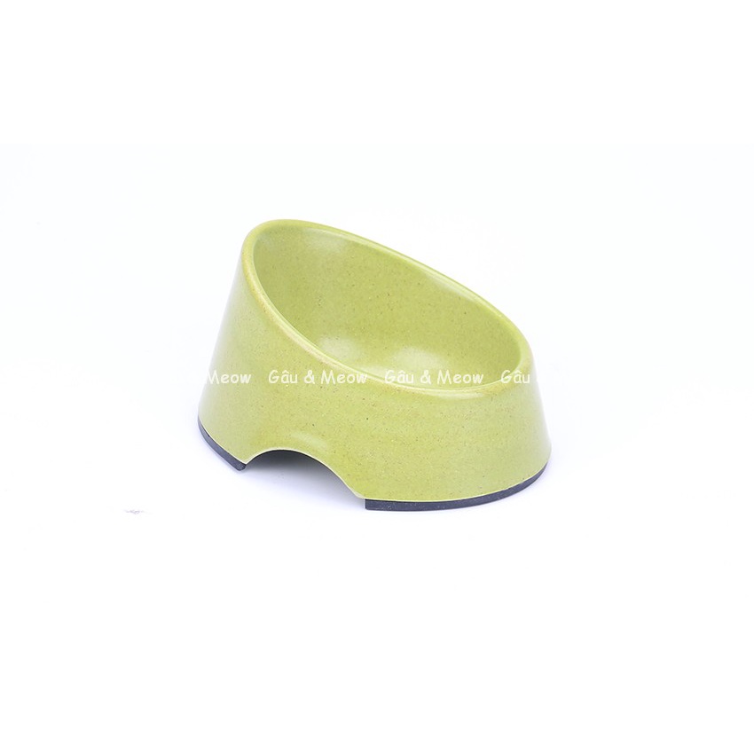 Chén bát ăn Bobo cho thú cưng chó mèo thỏ nhím - sợi tre mặt nghiêng 180ml đế cao su gai chống trượt
