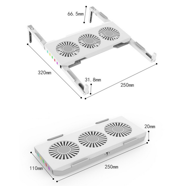 Giá Đỡ Máy Tính Phát Quang Triple Core LED Kèm 3 Fan Tản Nhiệt - Home and Garden