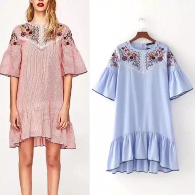 Váy zara xuất thêu hoa