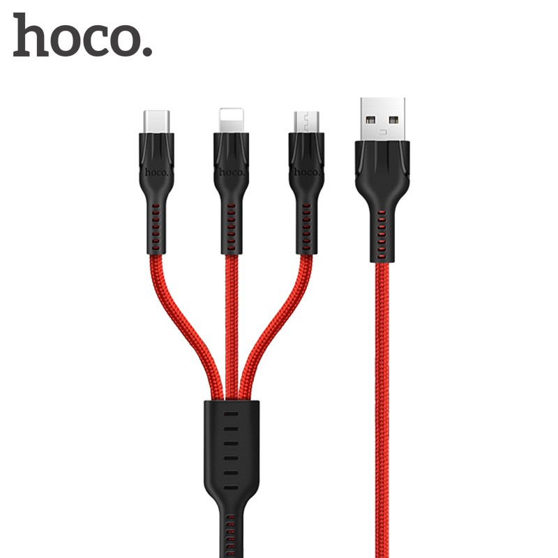 Dây cáp sạc nhanh HOCO. 3 trong 1 Type C Micro USB đa năng dành cho điện thoại chất lượng cao