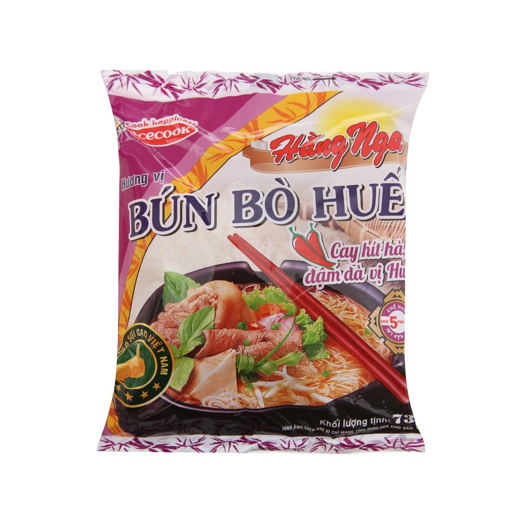 Thùng 30 gói bún Hằng Nga vị giò heo, bò Huế Acecook 73g-75g(Mỗi đơn hàng chỉ một thùng) | BigBuy360 - bigbuy360.vn