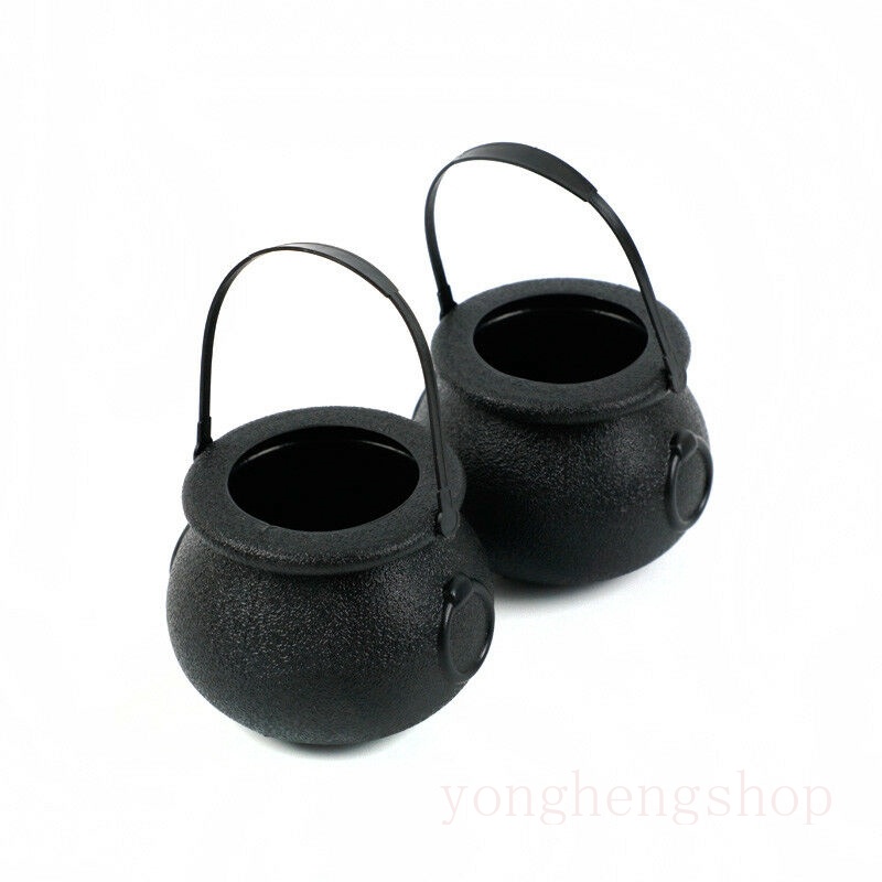 Set 2 Xô Đựng Kẹo Hình Bộ Xương Phù Thủy Có Giá Đỡ Treo Trang Trí Tiệc Halloween