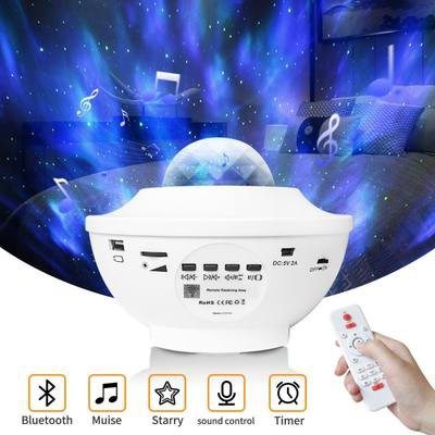 Đèn chiếu sáng đầy sao màu trắng sáng tạo Laser Bluetooth âm thanh đầy sao phòng ngủ lãng mạn quà sinh nhật ánh sáng ban