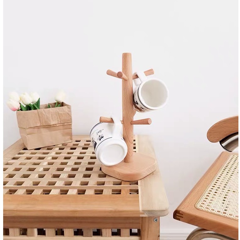 Giá đỡ cốc gỗ sồi phong cách Nhật Bản