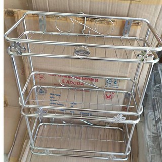(thanh lý nghỉ bán)kệ đựng gia vị inox 3 tầng