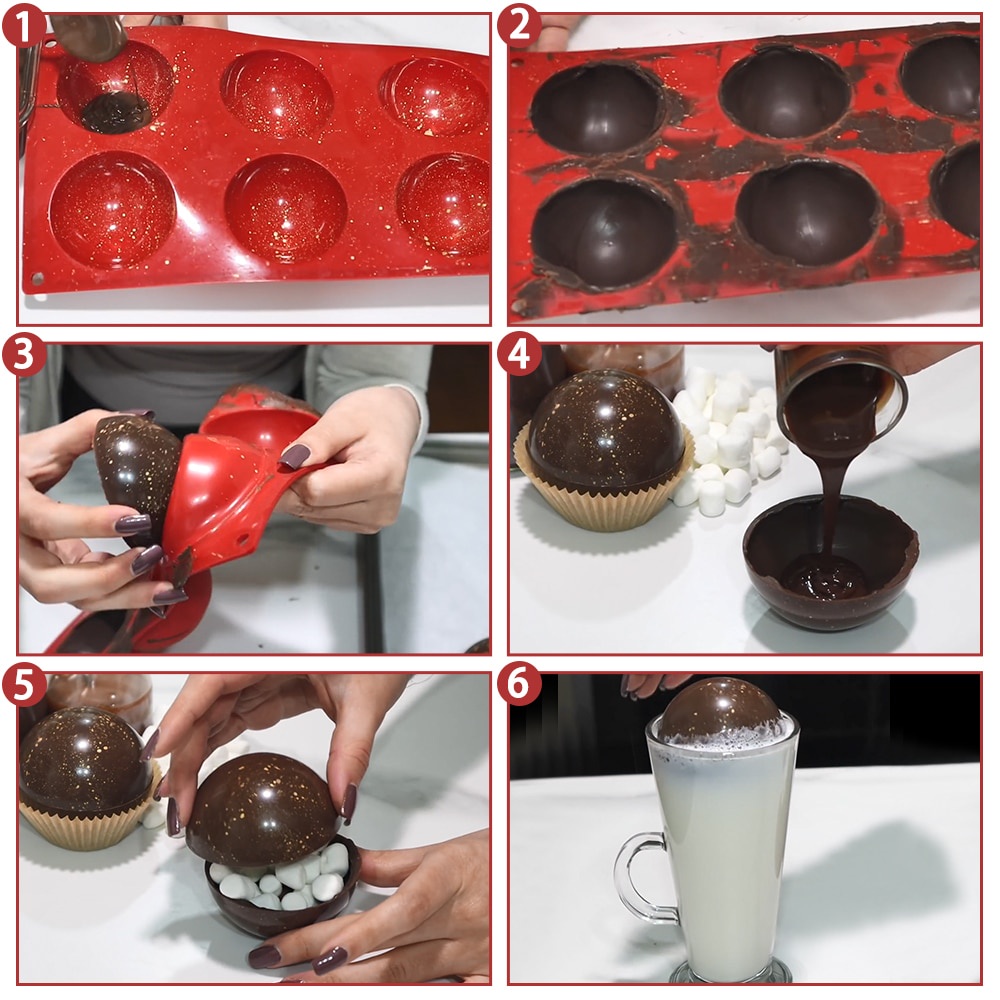 Bán Cầu Khuôn Silicon Cho  Làm Bánh Giáng Sinh chocolate Bombs Phù Kẹo Caramel Ca Cao Bom Mái Vòm Bánh Mousse