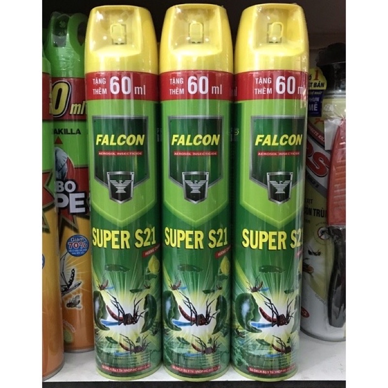 Bình xịt diệt muỗi Falcon 600ml (Tặng thêm 60ml)