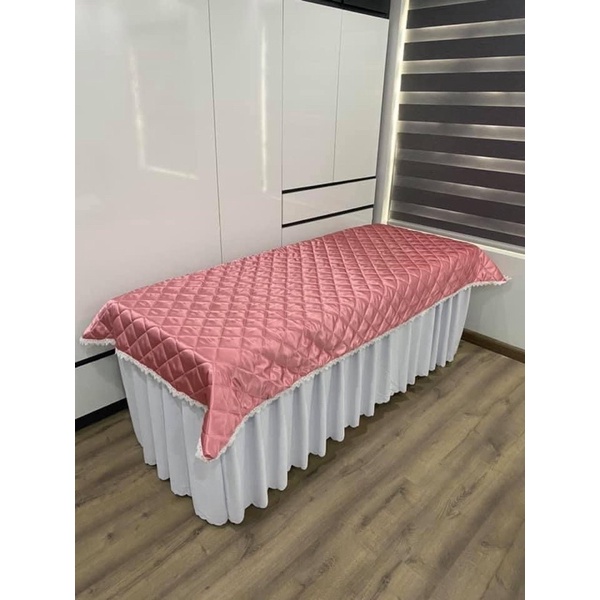 tấm trải phủ giường spa lụa chần bông phối ren siêu xinh kt 110x220 | BigBuy360 - bigbuy360.vn