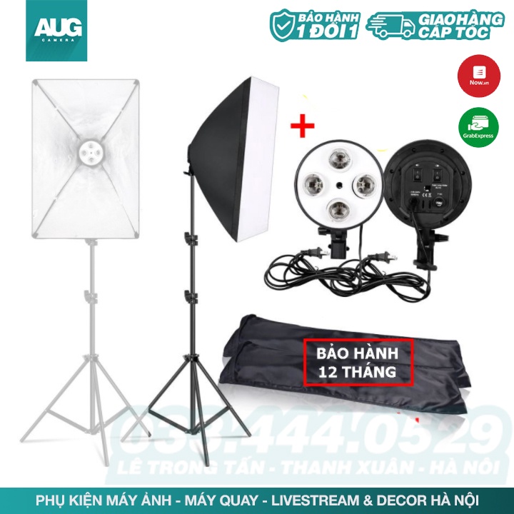 Hộp đèn quay phim – chụp ảnh Studio 4 đui e27 + Softbox 50x70cm - AUG Camera Hà Nội