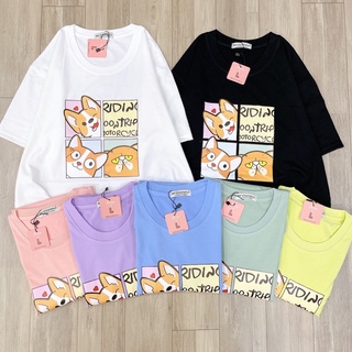 Áo thun tay ngắn chó corgi unisex đủ size m l xl xxl