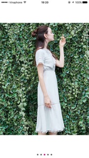 Đầm xoè midi phối ren Cati