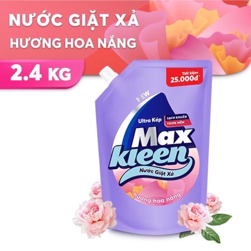 Nước Giặt Xả Max Kleen Túi 2,4Kg Hương Huyền Diệu/Vườn Sớm Mai/Hoa Nắng