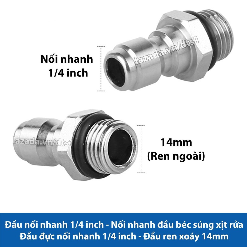 Đầu đực nối nhanh 1/4 inch dùng cho bình bọt tuyết và béc phun rửa