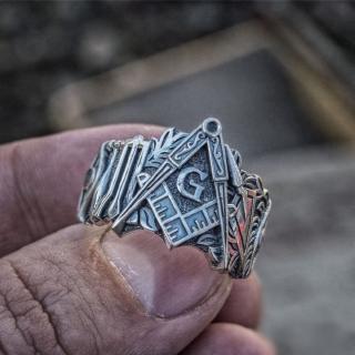 Nhẫn Nam Chạm Khắc Biểu Tượng Freemasonry