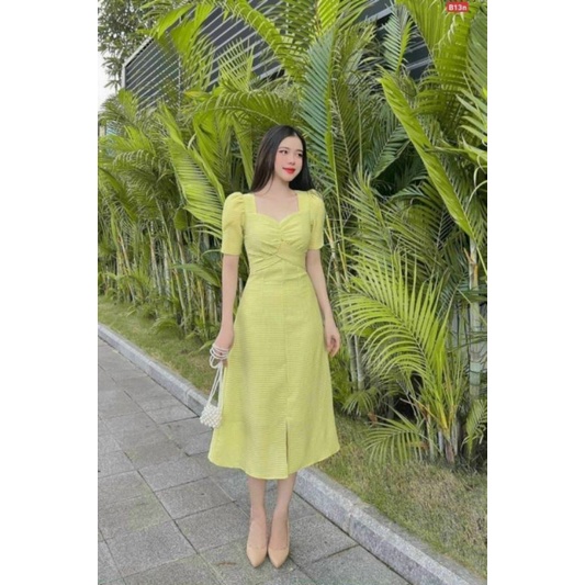 🩸Đầm Thiết Kế Cổ Vuông tay nhún Sang Chảnh Size S,M,L